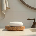 Creative Co-Op Marble Round Soapdish, Brown - color: Brown