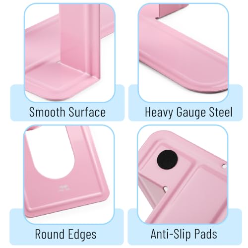Mr. Pen- Book Ends, 4 Pack, Light Pink, Heavy Duty Metal Bookends for Shelves, Book Holders for Shelves, Metal Bookends - color: Light Pink, size: 4 Pack