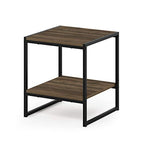 FURINNO Camnus Modern Living 2-Tier End Table, Columbia Walnut, 15.9 in x 15.75 in x 18 in - color: Columbia Walnut, size: 2 Tiers, Metal Frame