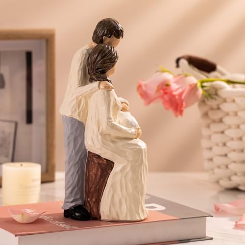 New Parents and Baby Figurines, Gifts for New Mom and Dad, Ideal for First Mothers Day, First Fathers Day, Hand Painted Sculpture, Resin, 8.7" H - style: Family of 3