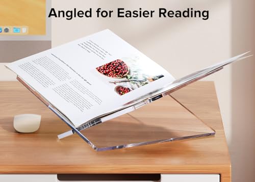 Acrylic Book Stand Large Clear Acrylic Book Holder, 12.5" x 9.5" x 5.7", Open Book Holder Stand for Display and Reading Cookbooks, Art Books, Bibles, Magazines - Home and Office - color: Clear, size: Large