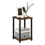 Furinno TURN-N-TUBE Side Table, 2-Tier Modern Square End Table with Open Shelf, Toolless Night Stand, Bedside Table, for Living Room, Bedroom, Amber Pine - color: Amber Pine/Black, size: 1-Pack, 2-Tier, style: Haydn