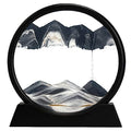 rysnwsu 3D Dynamic Sand Art Liquid Motion, Moving Sand Art Picture Round Glass 3D Deep Sea Sandscape in Motion Display Flowing Sand Painting Relaxing Desk Toys (Black, 12'') - color: Black, size: 12''