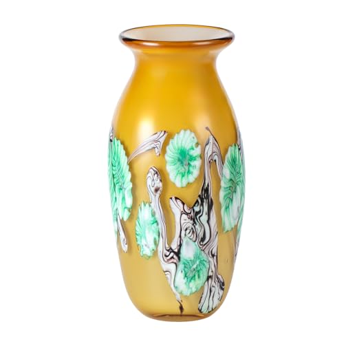 KAMMAK Colored Glass Vase, Beautiful Hand Blown Decorative Vase, Modern Art Vase for Flower Mantle Dining Table Centerpiece, Entryway Living Room Wedding Decoration (JG2069) - style: JG02069