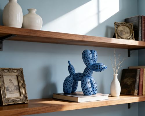 Balloon Dog Statue Decor Polka Dot Dog Cool Stuff to Put on Shelves, Blue Balloon Dog Statue Decoration Fun Paperweight, 5 inch Versatile Color Options - color: Blue
