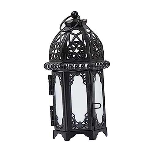 Moroccan Metal Glass Candle Lantern Vintage Hanging Candle Holder for Events Weddings and Parties Decorative Lantern Panels for Home Decor - size: 17.00X7.00X7.00CM