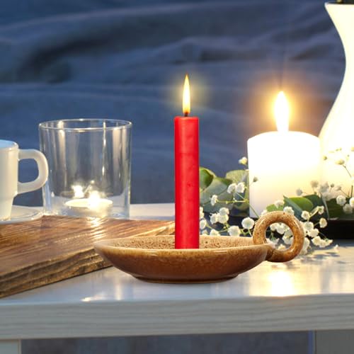 Ceramic Candle Plate Holder Decorative Candle Stand for Dining Table Spa Incense Cones Wedding Home Decor Khaki