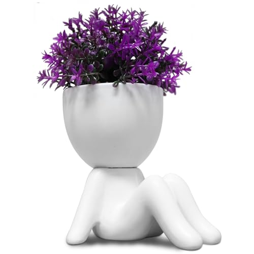Zerzsy Mini Succulent Plant - Plants Gift - Cute Desktop Decoration Desk Decorations for Women Office - Potted Small Fake Plants for Indoor Decoration-Set of 1 - color: White-f