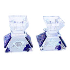 Tamara Baskin Art Glass – Handmade Crystal Shabbat Candle Holders Set - Sparkling Dark Blue - color: Sparkling Cobalt Blue