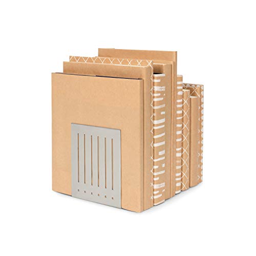 Spectrum Heavy Bookends for Book Shelves Cookbooks Vinyl Records, No Skid Heavy Duty Metal Decorative Book Stopper Sturdy Steel Holder for Home Office Large Bookends for Heavy Books, Pewter Gray
