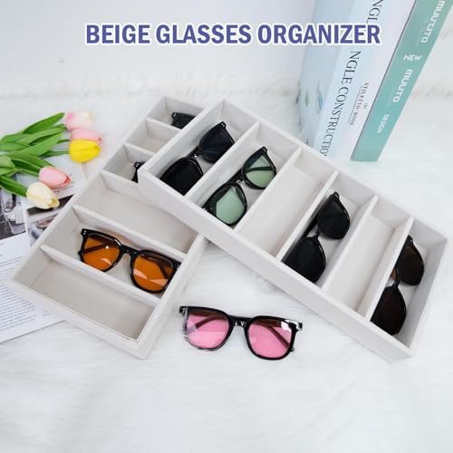 3 Pack Glasses Organizer Tray Sunglasses Drawer Organizer, Glasses Drawer Storage Sunglasses Holder Sunglass Display Velvet Tray for Jewelry Display Watch