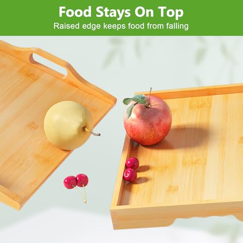 Youpehom Bed Tray Table with Folding Legs,Bamboo Breakfast in Bed for Kitchen Serving Tray,Sofa,Eating,Used As Laptop Desk Snack Tray 2 Pack (Bamboo) - color: Bamboo-2 Pack, size: Medium