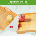 Youpehom Bed Tray Table with Folding Legs,Bamboo Breakfast in Bed for Kitchen Serving Tray,Sofa,Eating,Used As Laptop Desk Snack Tray 2 Pack (Bamboo) - color: Bamboo-2 Pack, size: Medium