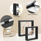 Linkstyle 10PCS 3D Floating Frame Display Stand, Challenge Coins Display Holder Case, Jewelry Specimen Medallions Storage Box Suspension Frame - size: 3.5×3.5in, 2.7×2.7in