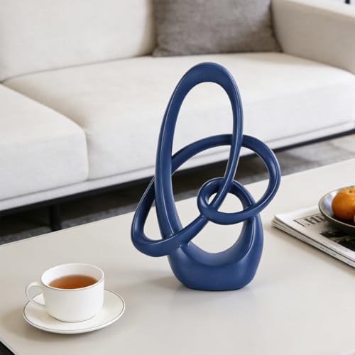 Blue Knot Decor Sculpture, 8.6" Modern Abstract Sculptures Home Decor, Resin Statue Tabletop Accent for Coffee Table, Console Table, Shelf, Mantel, Dining Table Centerpiece, Wedding - color: Blue, size: 8.6in
