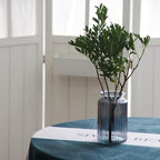 OFFIDIX Glass Vase,7.3 * 4.3in Vertical Line Geometric Faceted Design Flower Vase - color: Gray