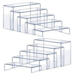 OVNTHYK Acrylic Risers 10 Pcs (2 Sets) – Large Display Risers, Clear Perfume Organizer Stands for Figures, Jewelry, Decorations, Cupcakes & Dessert Table Display