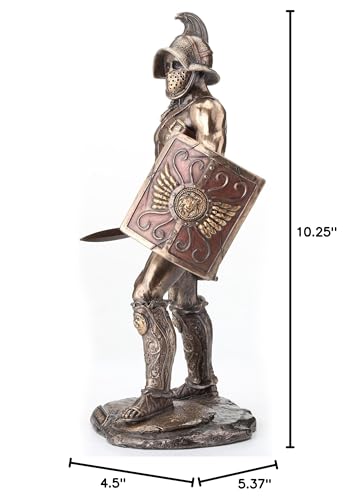 Veronese Spartacus Roman Gladiator Wielding Sword and Shield Statue - size: 10.25inch