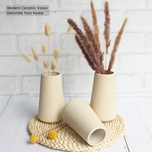 YANLING 6 Pack Light Yellow Vase for Flowers, 6 inch Modern Ceramic Vases for Pampas Grass Simple Shelf Vase Decor, Boho Vases for Home Decor, Vases for Wedding Dinner Table Party Office - color: Style E
