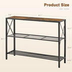 Hoctieon Industrial Console Table, 3 Tier Entryway Table, Hallway Table, Narrow Sofa Table with Shelves, Entrance Table for Entryway, Living Room, Foyer, Hallway, Office, Rustic Brown&Black - color: Rustic Brown