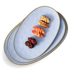 Ceramic Oval Serving Platter: 15.6/14.3/12.9 Inch Large Serving Dishes for Entertaining Party, Turkey, Steak, Ham, Microwave Dishwasher Safe, Blue - color: Blue, size: Oval