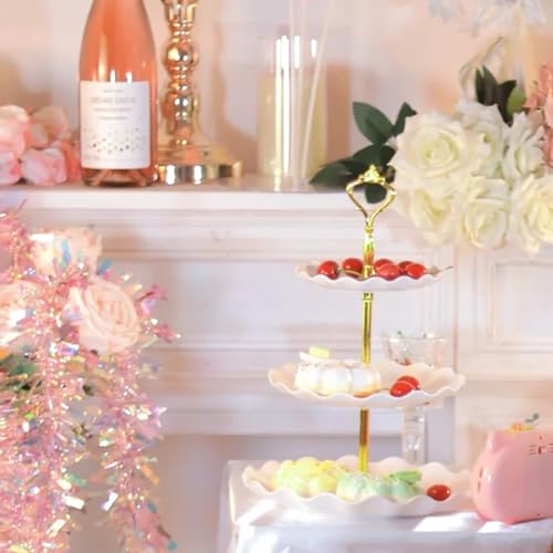5 Pieces Cupcake Stand Set, 2 PCS 3 Tier Cupcake Stands with 3 Pieces Appetizer Trays Dessert Table Display Set for Tea Party Serving Platter and Wedding