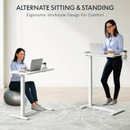 FLEXISPOT H7 Adjustable Overbed Bedside Table with Wheels Pneumatic Mobile Standing Desk Laptop Desk Rolling Computer Cart Movable Overbed Table Hospital Home Use(27.6" W x 15.7" D, White) - color: White, size: Small