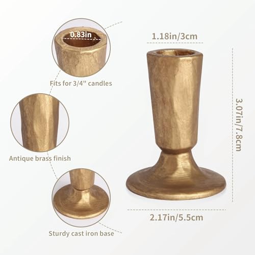 Retro Iron Candlestick Holders Set of 2, Gold Candle Holders Heavy Weight, Taper Candle Holders Perfect for Dining Table, Wedding, Party, Mantel - color: Gold