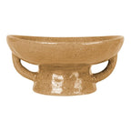Creative Co-Op Stoneware Footed Pedestal/Bowl with Handles, Reactive Glaze, Taupe - color: Taupe, size: 8.0" Round x 3.75" Tall
