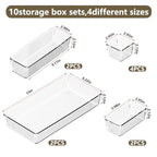Clear Plastic Drawer Organizer Set with 15 Inch Extra Long Bins, 4 Sizes Large Acrylic Organizers for Kitchen Utensils, Bathroom Trays and Makeup Storage - style: 10pcs with 15inches organizer