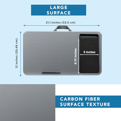 LAPGEAR Home Office Lap Desk with Device Ledge, Mouse Pad, and Phone Holder - Silver Carbon - Fits up to 15.6 Inch Laptops - Style No. 91585 - color: Silver Carbon, size: Home Office