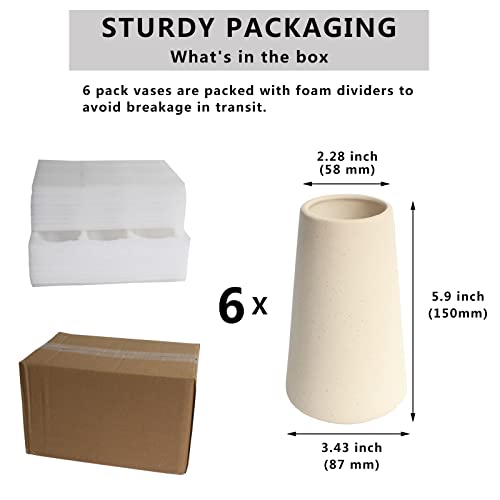 YANLING 6 Pack Light Yellow Vase for Flowers, 6 inch Modern Ceramic Vases for Pampas Grass Simple Shelf Vase Decor, Boho Vases for Home Decor, Vases for Wedding Dinner Table Party Office - color: Style E