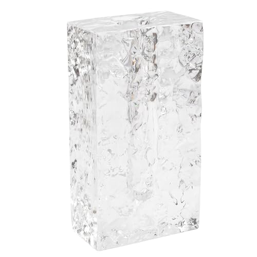 Crystal Flower Vase with Glacial Texture, Clear, Handcrafted Centerpiece for Wedding, Home Decor, Table Display - color: M-cv267-m
