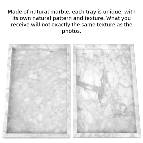 Marble Bathroom Vanity Tray, Natural Luxury Vanity Home Kitchen Bathroom Table Tray, Stone Decorative Countertop Dresser Trays for Key Coffee Perfume Jewelry Makeup (Carrara White, 12"x 8" x1.2") - color: Carrara White, size: 12" x 8" x 1.2"