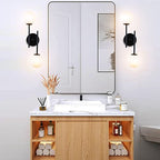 BYOLIIMA Black Globe Wall Sconces, 2-Light Modern Matte Black Vanity Lights with White Globe Glass Shade, Industrial Farmhouse Wall Lamp for Bedroom, Living Room, Kitchen, Bathroom - color: Black
