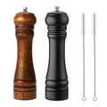 Wooden Pepper Mill Set Salt Black Pepper Grinder Kit Manual Mills Solid with Strong Adjustable Ceramic Grinders 2 Piece 8 Inches - color: F 2 Retro + Black