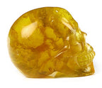 Skullis 2.0" Orange Fluorite Crystal Skull, Hand Carved Gemstone Fine Art Sculpture, Reiki Healing Stone Statue. z8