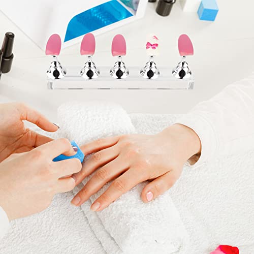 Nail Stand Acrylic Nail Art Display Stand Magnetic Nail Tips Practice Holder 54 Pcs Reusable Adhesive Putty for DIY Painting Nails Stand kit (silver) - color: silver