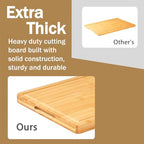 Allsum Bamboo Wood Cutting Boards for Kitchen, 1" Extra Thick Butcher Block with Juice Grooves & Handles Resisting to Warping and Cracking, Fancy Charcuterie Boards, 16"L x 11"W - size: 16"L x 11"W