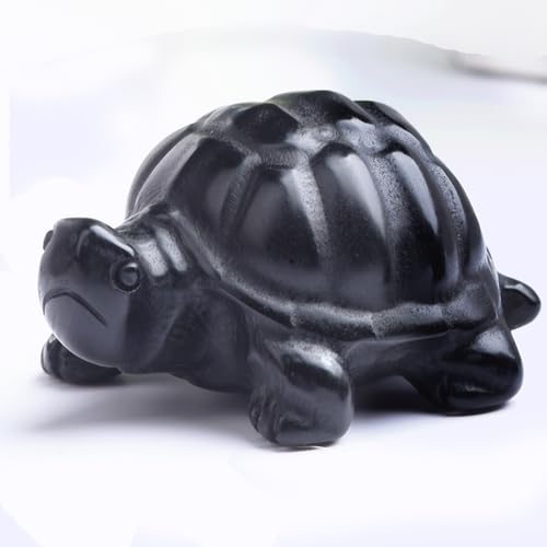 1.8 Inch Black Obsidian Turtle Crystal Figurines,Hand-Carved Healing Crystals lucky Turtle divination Decor,stone turtle Statues Energy Gemstones sculptures,Tortoise Memorial Gifts for Girls and Women - color: Obsidian