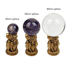 Witch Three Holy Crystal Ball Stand Sphere Display, Natural Healing Feng Shui Glass Orb Holder Base Statue Decoration, for 30mm-80mm Sphere - style: Witch Three Saints