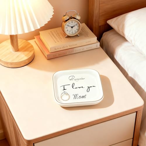 Gifts for Mom, Mother's Day Birthday Gifts for Mom from Daughter,Ring Dish Jewelry Tray Gifts -Remember I Love You Mom Jewelry Dish Ring Trinket Tray - style: Remember I Love You Mom