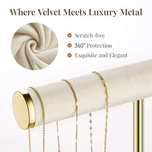 bussdis 3 Tier Bracelet Holder Display - Detachable T Bar Beige Velvet Bracelet Holder, Jewelry Holder Organizer for Bracelet, Necklace, Earrings, Rings - color: Beige, size: Large