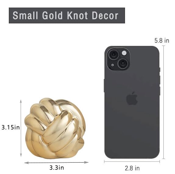 Small Gold Knot Decor, Chain Link Decor, Coffee Table Decor, Book Shelf Decor, Entry Table Decor, Aesthetic Minimalist Decorative Objects for Modern Home Living Room, Desk Decor for Office (Golden) - color: Golden