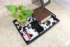MCBZ Living Room Decorative Tray, Serving Tray, Coffee Table Tray, Leather Tray, Hardware Handle 16.5 x 12.6 inches (Black) - color: Black/White Cow Pattern
