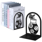 Aertiavty 2 Pcs Bookends for Shelves, Large Heavy-Duty Morden Vase Book Ends, Non-Skid Butterfly Bookends, Decorative Book Holder for Home Office, Metal Black Floral Book Stopper, 1 Pair - style: Butterfly Vase