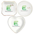 Personalized University Logo Ring Dish, Custom School Branding Ceramic Jewelry Tray, Square Round Heart Trinket Dish with Gold Rim, Elegant Desk Vanity Keepsake for Students Staff Alumni - color: Design 2