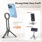 ULANZI MA30 Magnetic Phone Tripod Stand for iPhone-Aluminium Maglock Smartphone Mini Tripod Pocket Cell Phone Stand Strong Magnet Quick Mount Compatible with iPhone 17 16 15 14 13 12 Series, Dark Gray - color: Dark Gray