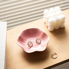Ceramic Ring Dish, Jewelry Dish Holder, Small Trinket Tray Plate for Earrings Rings Necklaces Keys, Gift for Mom Friend Sister on Birthday Mother's Day Christmas (Pink Surface) - color: Pink Surface