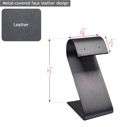 MOOCA 6 Pcs Set Metal Steel Gray Faux Leather Earring Display Stand Displays, Jewelry Organizer Display Holder for Earrings, Steel Gray Color, 2 1/8 W x 1 1/2 D x 3 1/2 H in - color: Steel Gray Faux Leather, Small